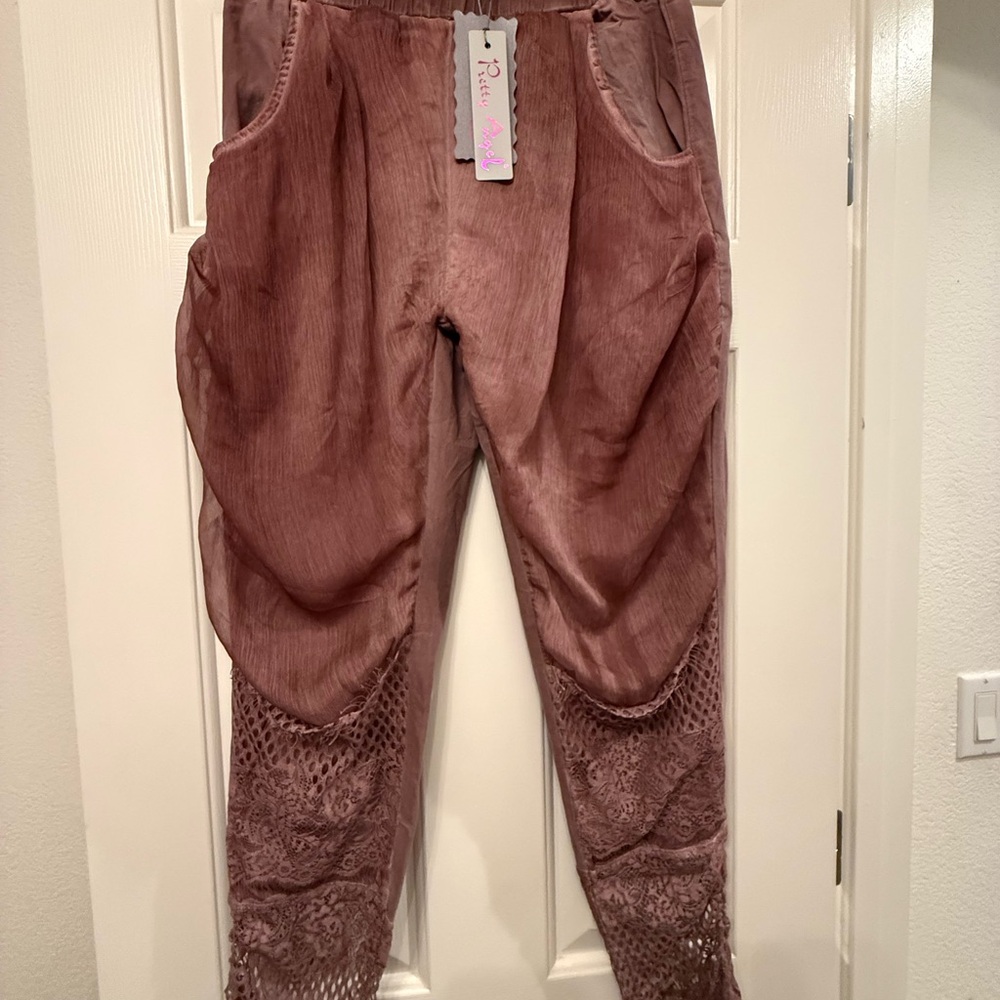 Pretty Angel Dusty Rose Lace Joggers